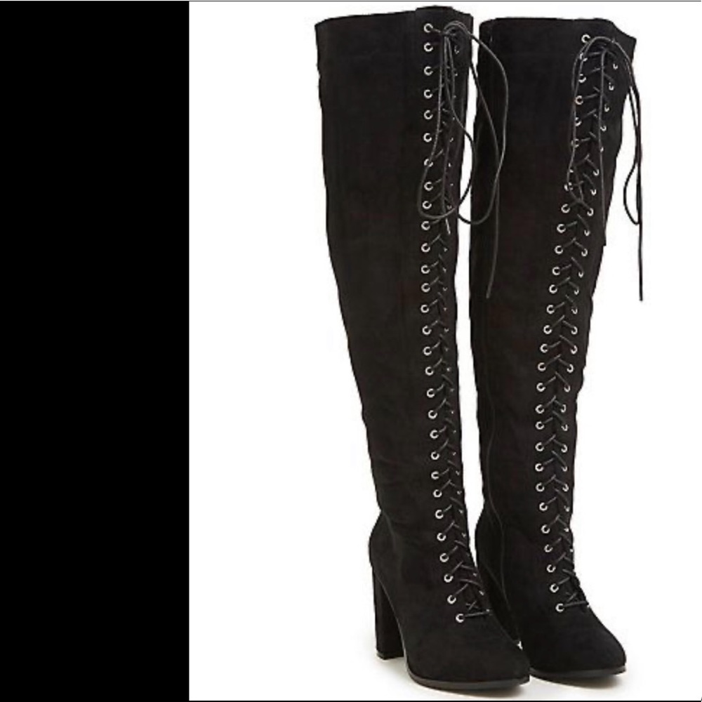 Wide-Calf Lace-Up Over The Knee Boots